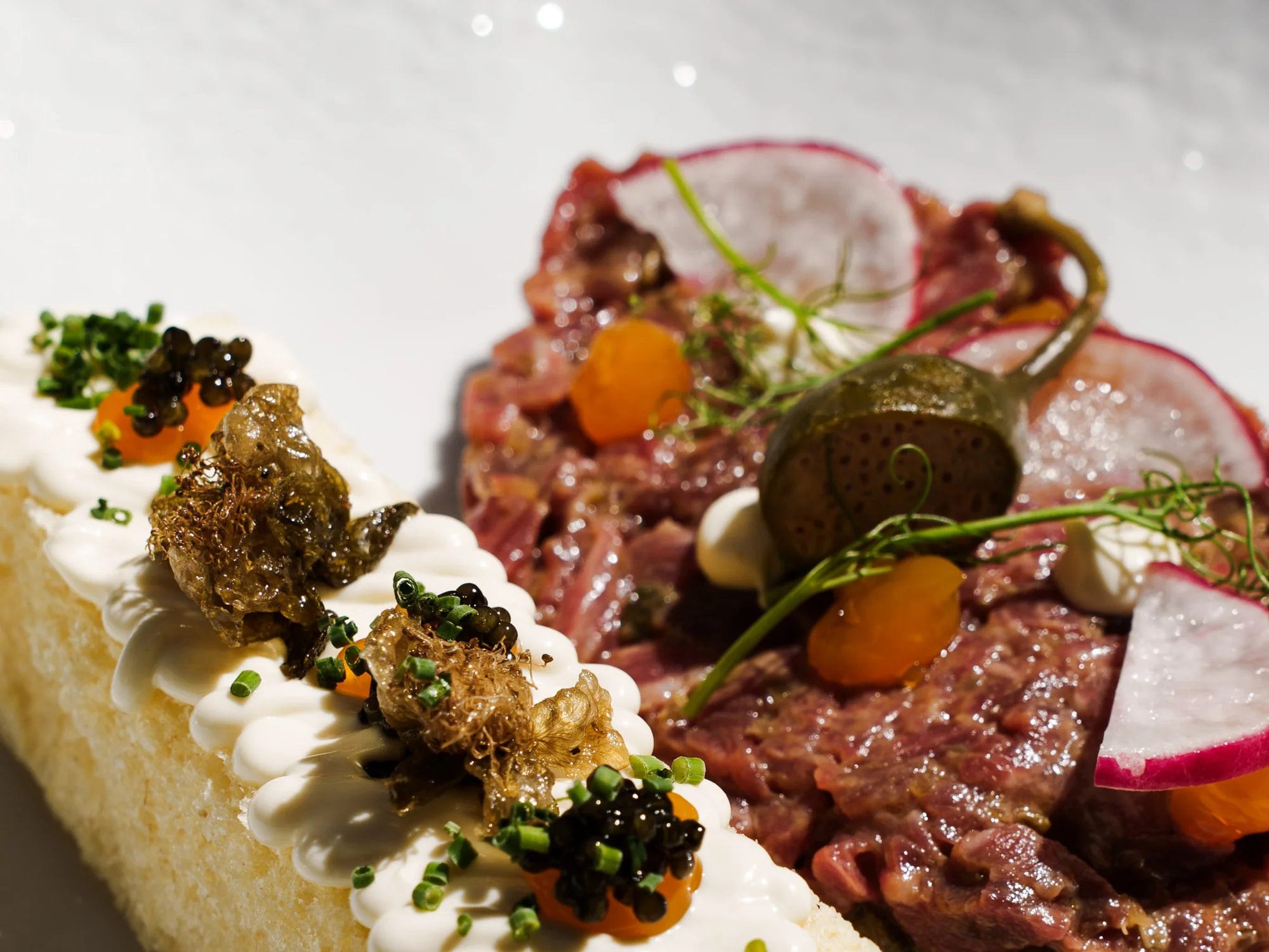 Beef tartare with caviar and toasted brioche